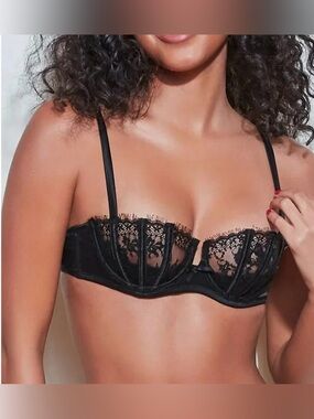 Fleur du Mal Black Sheer Lace Underwire Bra